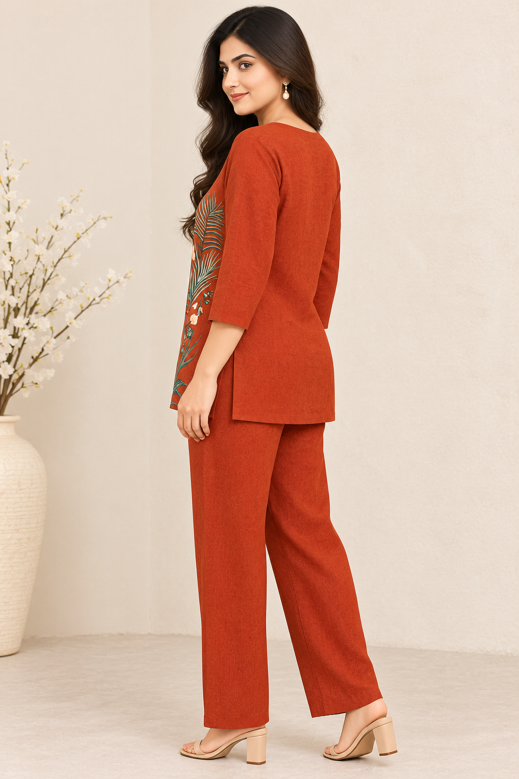 Rust Botanical Print Co-ord Set