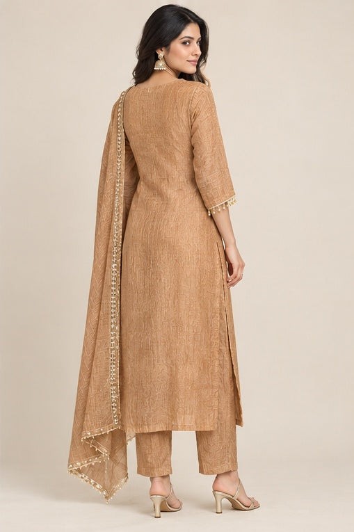 Caramel Embellished Salsa Kurta Set with Dupatta