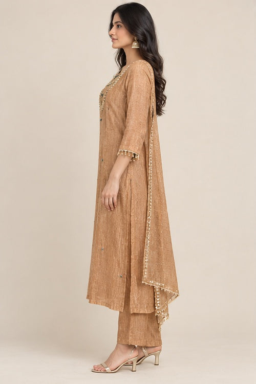 Caramel Embellished Salsa Kurta Set with Dupatta