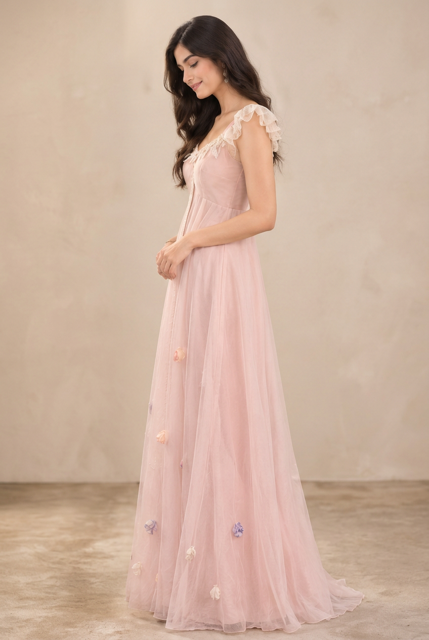 Side-view gown photo in 2:3 proportions